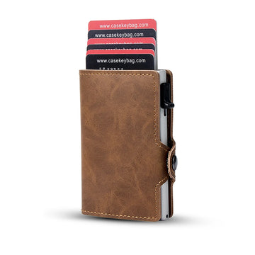 Xajzpa New Pu Leather RFID Card Holder Card Case Clutch Pop-up Wallet Aluminum Box Slim Smart Wallet Carteira Masculina